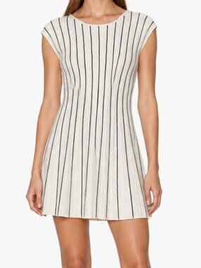 DKNY Black & White Vertical Stripe Midi Dress – Sleeveless Ribbed Knit dress M